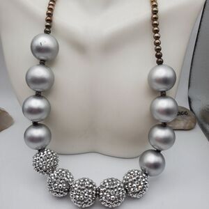 Midnight‎ new years glitter silver tone ball necklace